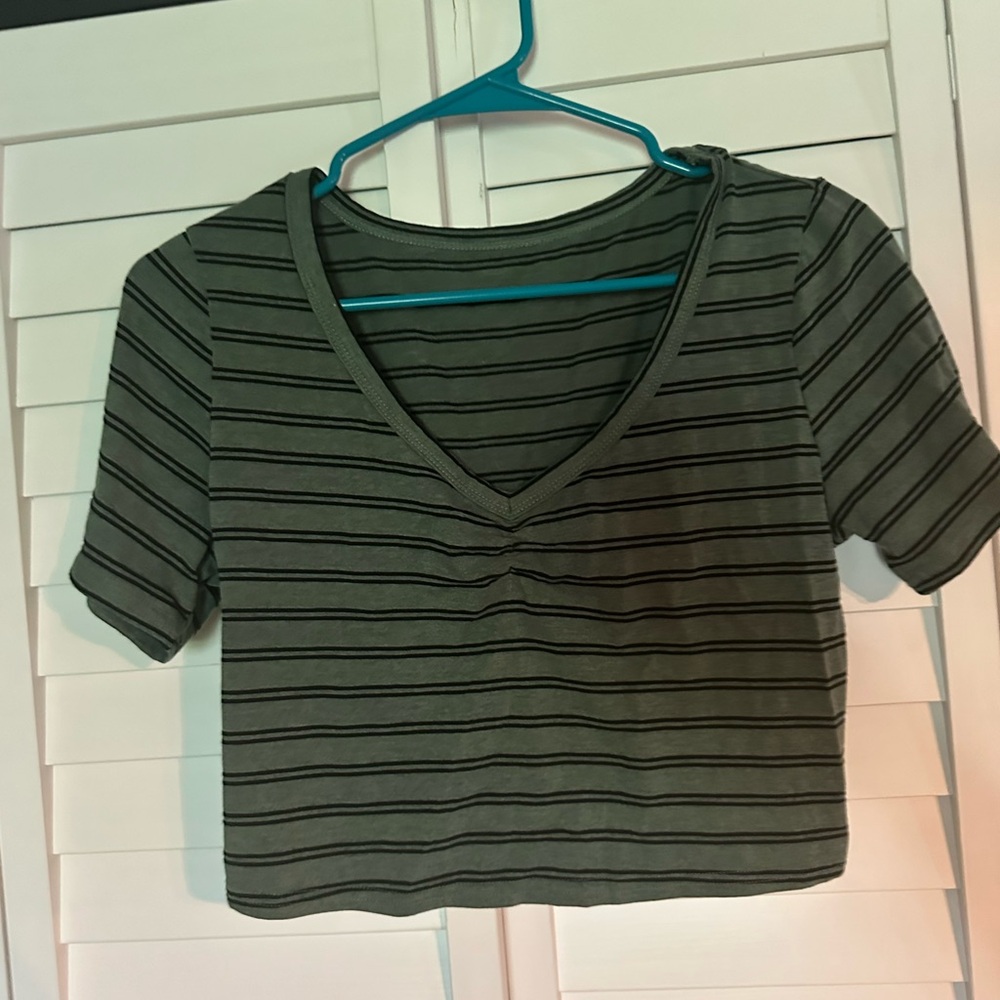 Striped V-Neck Crop Top